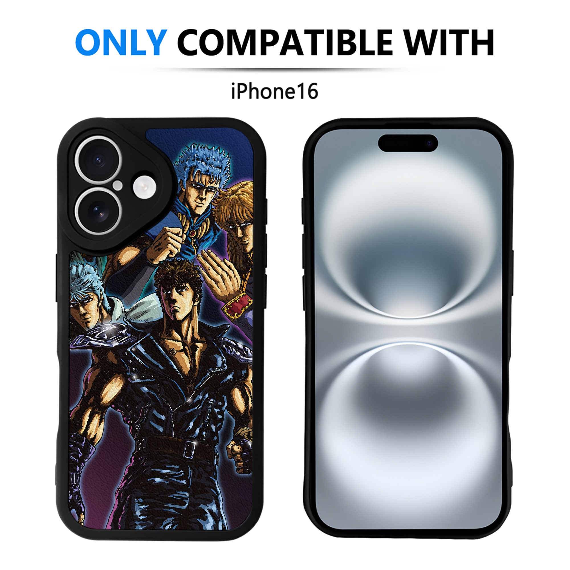 （画像用） 北斗の拳 Fist of the North Star 【iPhone 16シリーズ対応】シリコンスマホケース（レザー調） 材質：シリコン